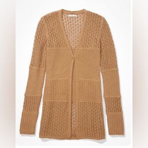 American Eagle Stitched Button-Front Cardigan